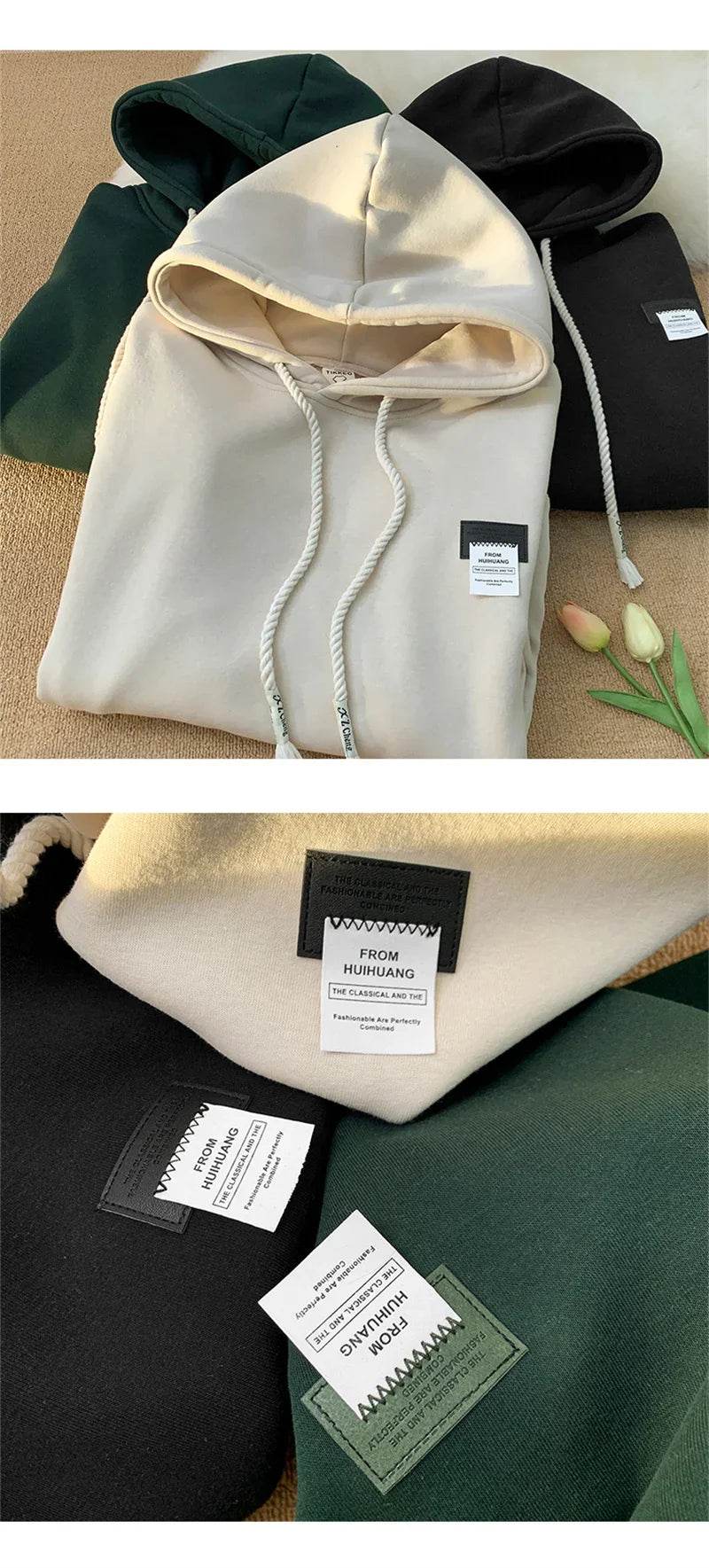 Autumn New in Solid Color Hooded Sweatshirts For Men Y2K Streetwear Appliques Hoodies Women Oversized Fleece Pullover Hoody - AIAZ