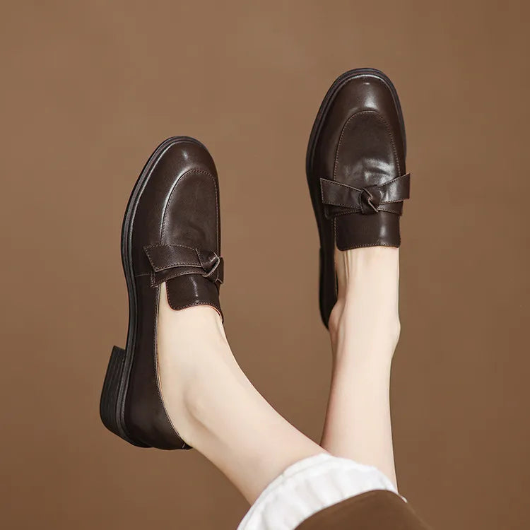 Dress Shoes Women Loafers Cow Leather Sheepskin Rubber Formal Business Suit Ladies 2025 Spring Autumn Handmade