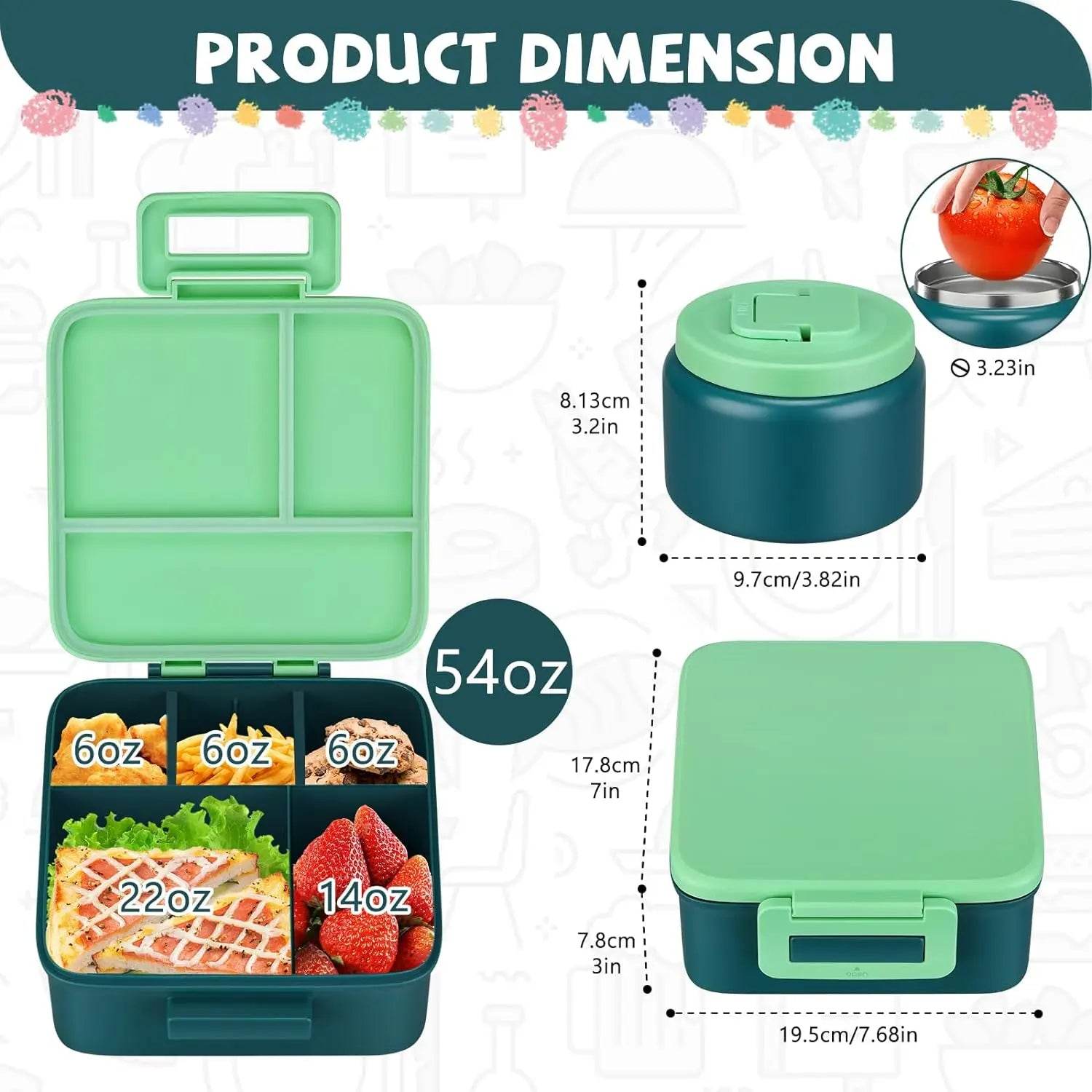 Bento Lunch Box With 8oz Stainless Steel Insulated Vaccum Food Jar - AIAZ