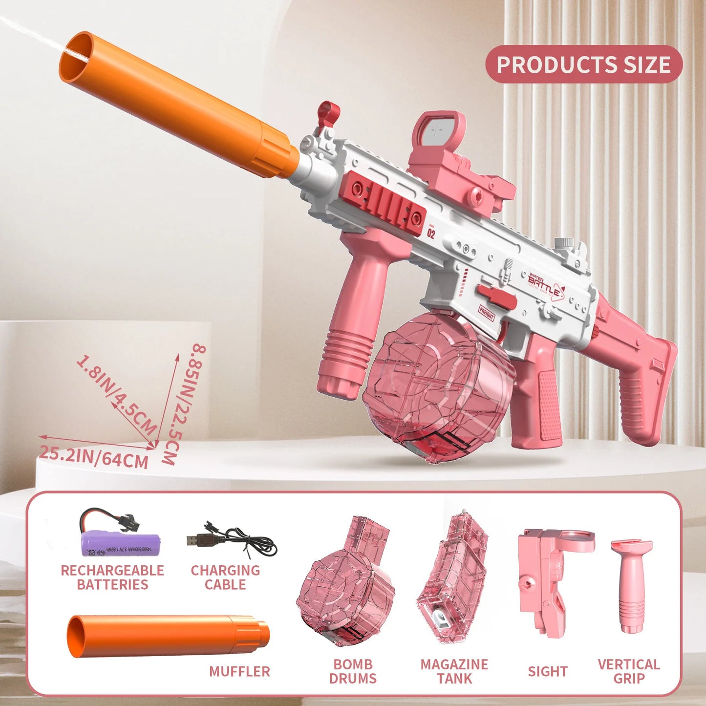 New Uzi Water Gun Electric Pistol Shooting Game Toys Cannon Summer Outdoor Waters Fights Beach Children's Toy Boys Gifts