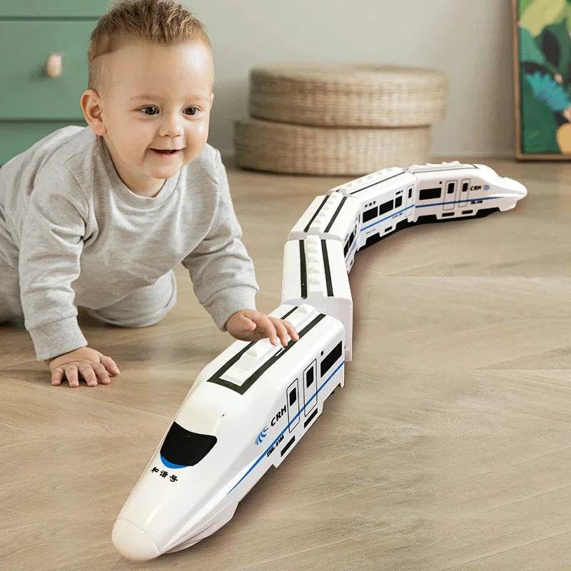Kids DIY Simulation High Speed Railway Train Toy Car Electric Sound Light Model Train Educational Toys for Boys Girls Gift - AIAZ