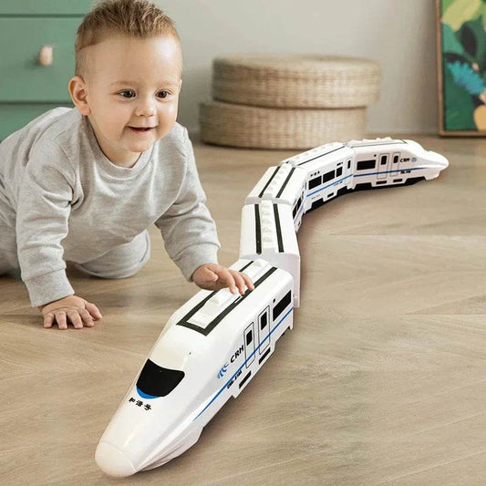 Kids DIY Simulation High Speed Railway Train Toy Car Electric Sound Light Model Train Educational Toys for Boys Girls Gift - AIAZ