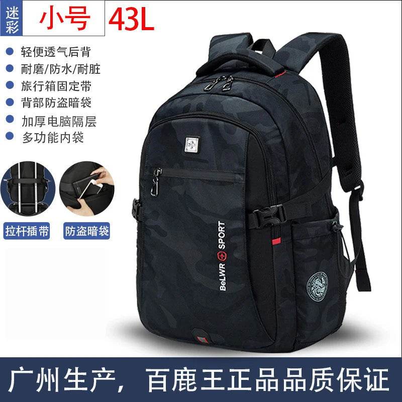Backpack Primary School Middle School Students High School Bags Large Capacity Ultra-light Load Reduction Outdoor Travel Busines - AIAZ