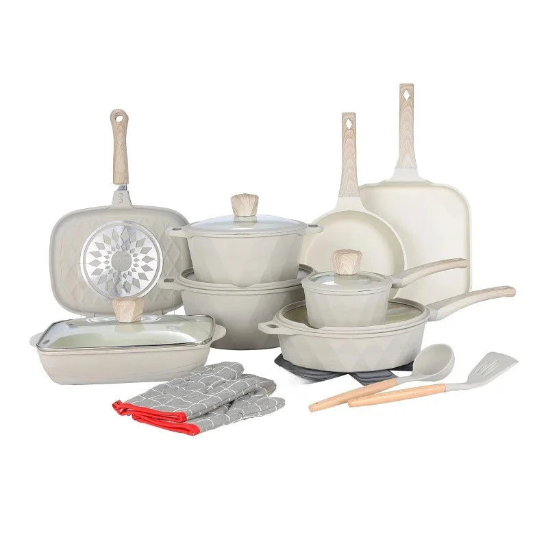 DONNOR Non Stick Uncoated Deep Frying Pan Fish Pot Milk Pot Cookware Sets Stove Universal Soup Pot Removable Kitchen Cookware