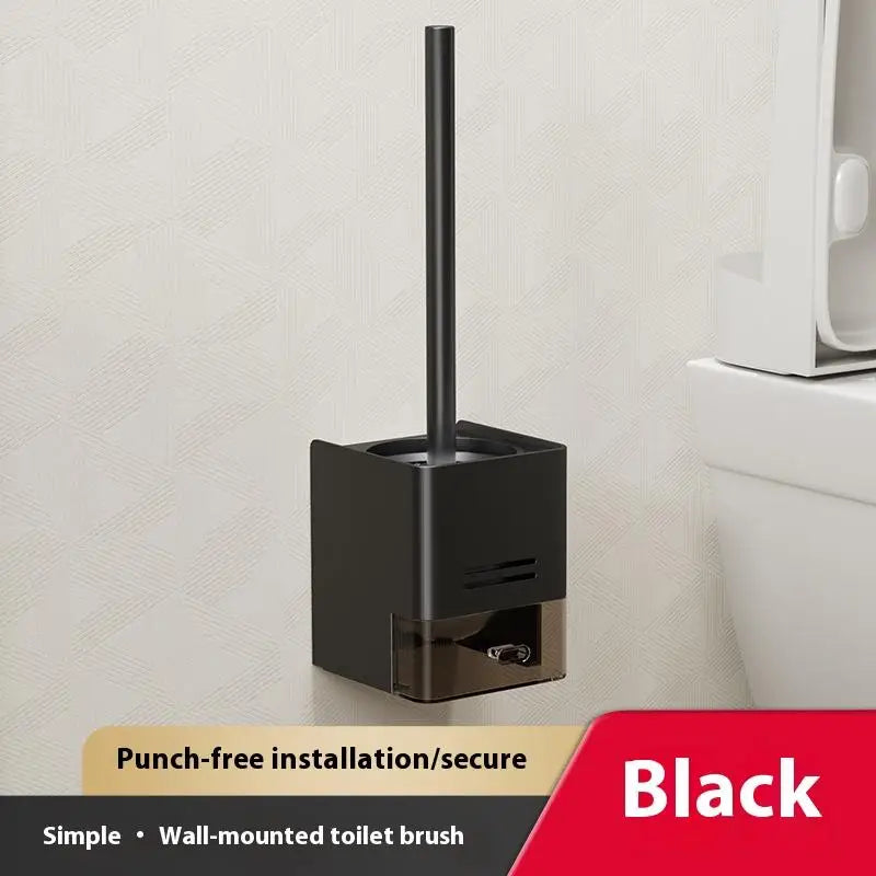Bathroom Toilet Brush Holder Cleaning Tools Space Aluminum Wall Mounted No Drill Vertical Toilet Brush Bathroom Accessories