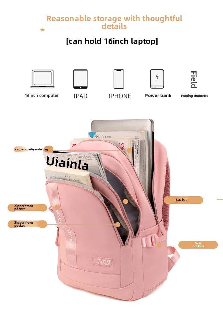 BAIJIAWEI brand college and high school student school backpacks Nylon orthopedic school bags reduces the burden girls schoolbag - AIAZ