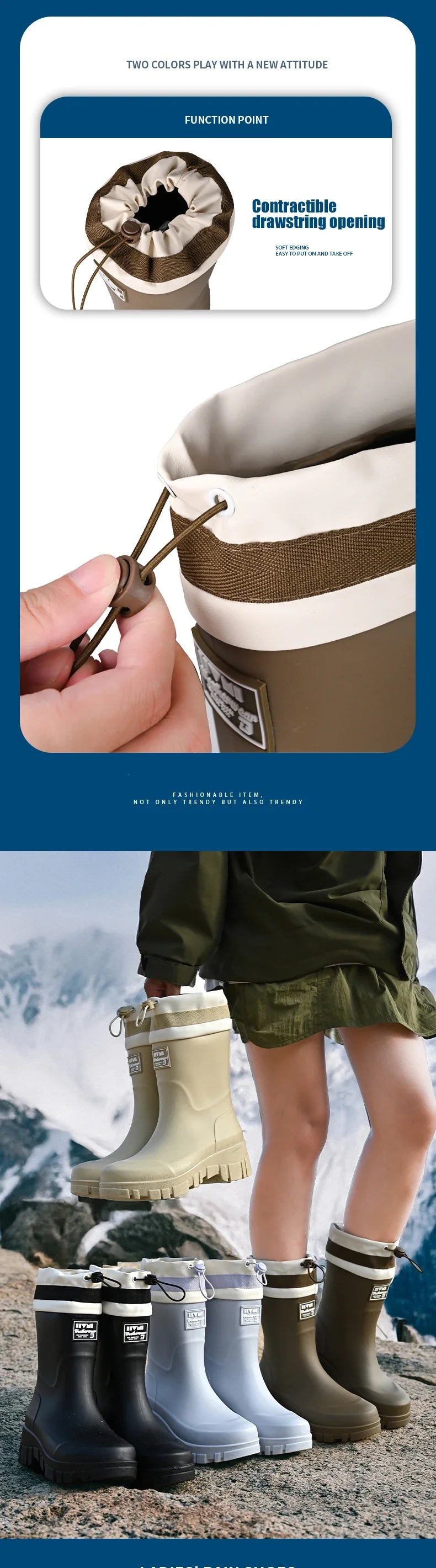 Family-sized Waterproof & Non-slip Rain Boots for Outdoor Activities, Matching Designs for Adults & Kids