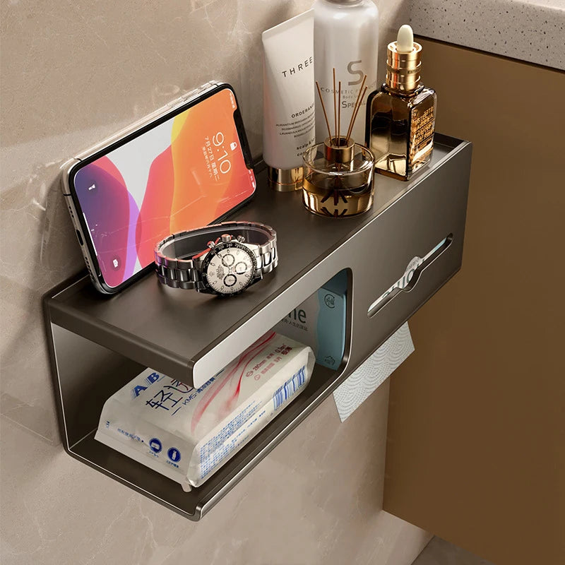 Toilet Paper Holder Wall-Mounted Carbon Steel Toilet Paper Holder Tissue Rack Bathroom Tissue Holder Bathroom Accessories