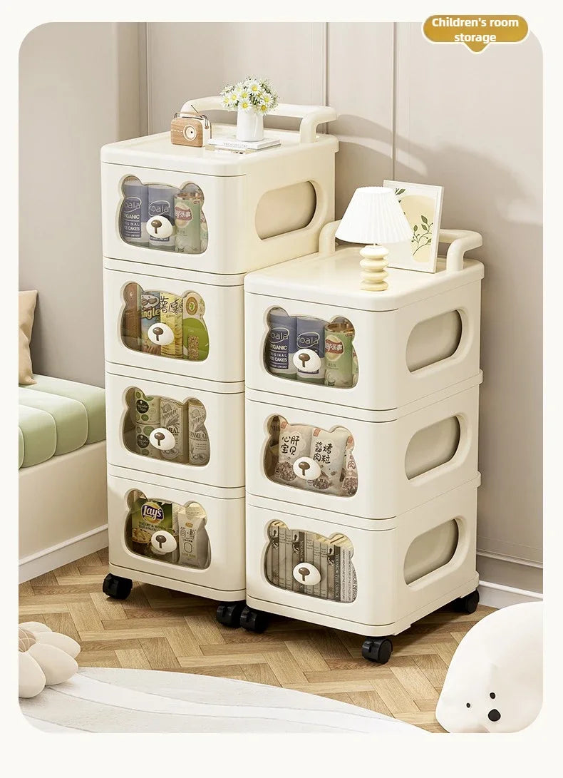 Household handcart baby snack toy storage rack, multi-layer drawer style storage rack, movable storage cabinet