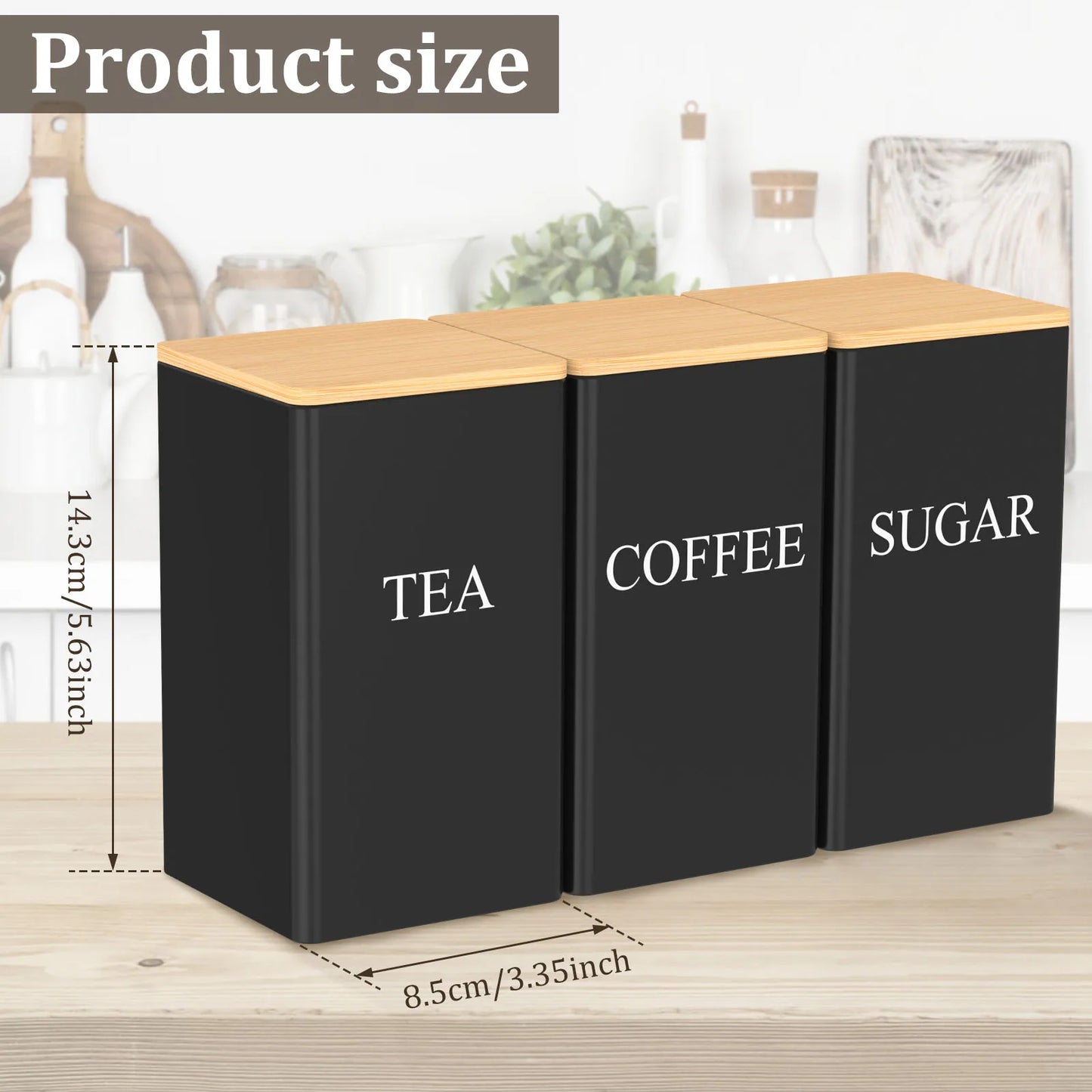 Coffee Bean Storage Jar Metal Coffee Tea Sugar Container Simple Style Sealed Storage with Bamboo Lid Tea Can Kitchen Supplies