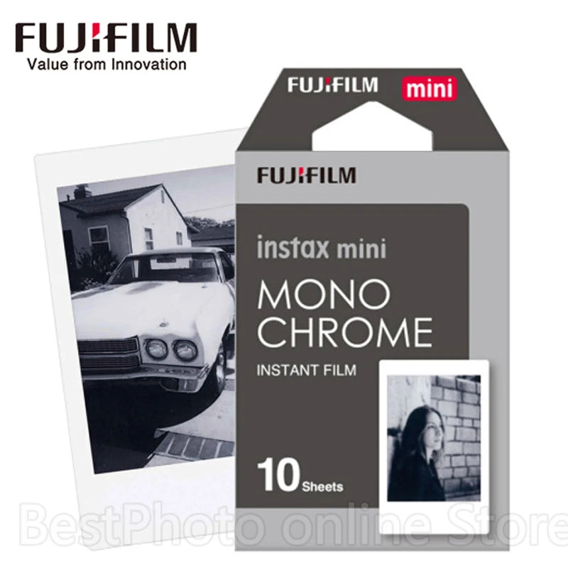 10-100 Sheets Fujifilm Fuji Instax Mini 12 11 8 9 Black and white Monochrome Films for Instant Mini 8 9 7s 25 Camera Photo Paper