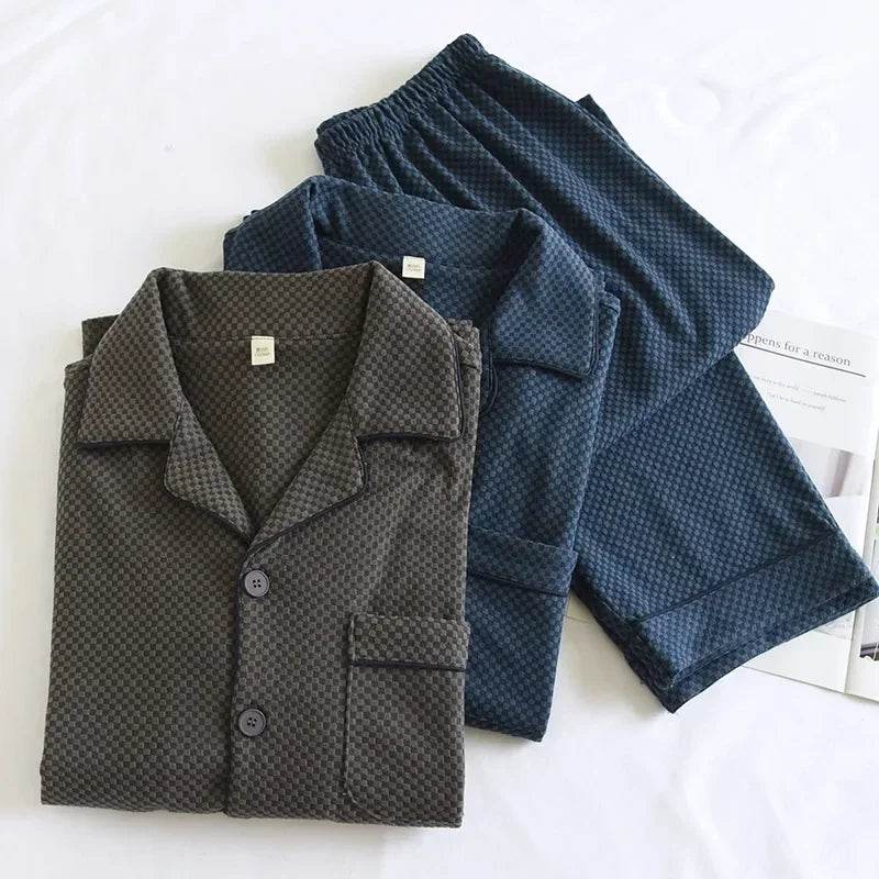 2025 New Men's Autumn/Winter Pajama Set Thickened Warm Home Clothes Long Sleeve Long Pants Two Piece Set Large Size Set - AIAZ