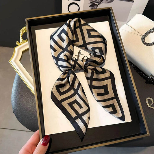 Fashion Luxury Brand 70cm Silk Square Scarf Women Satin Neck Tie Female Hair Bandana Headkerchief Shawl Wrap Hijab Echarpe - AIAZ