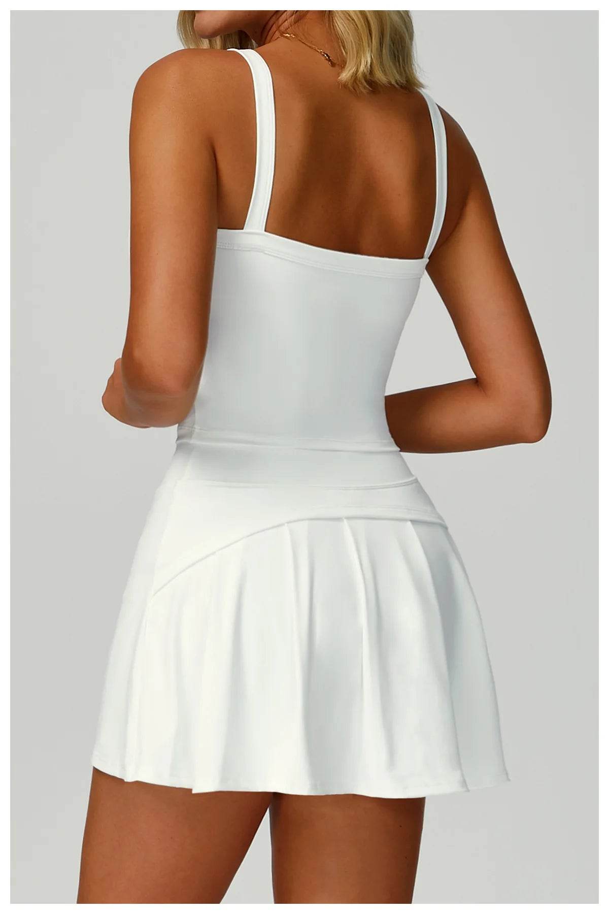 Tennis Top and Skirt Set Women Summer Sport Active Wear Badminton Golf Wear Yoga Outdoor Running Suit Black White Pink Skort - AIAZ