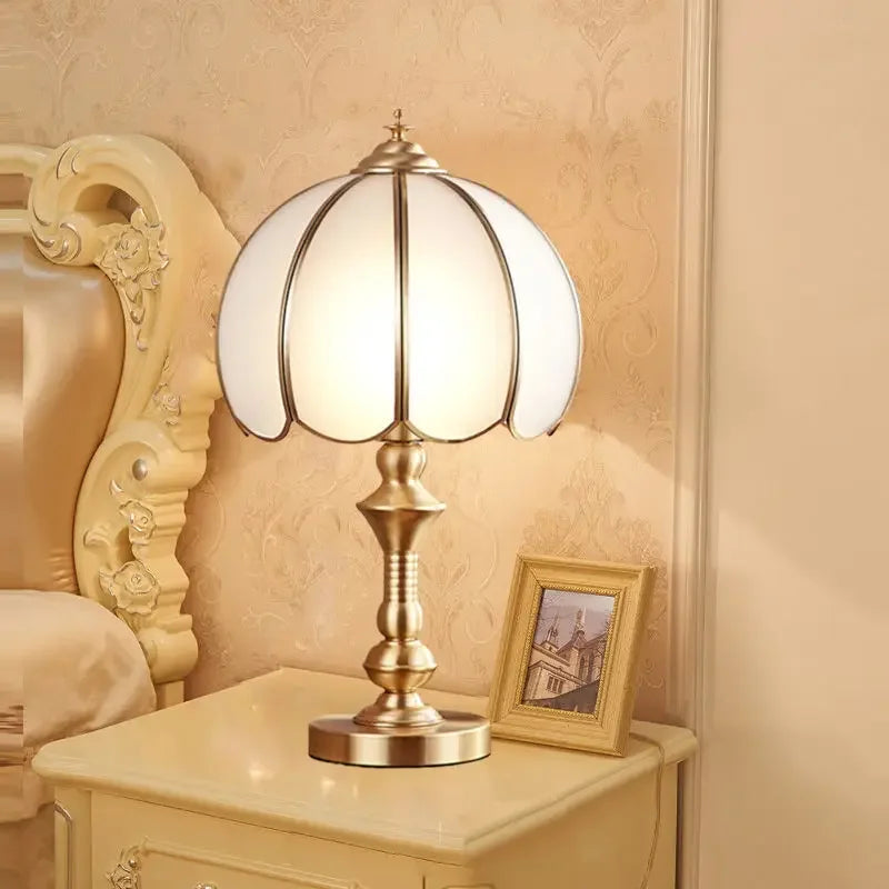 TEMAR Brass Table Lights  Modern European Creative Luxury Glass Copper Desk Lamp For Home Living Room Study Bedroom LED lamp