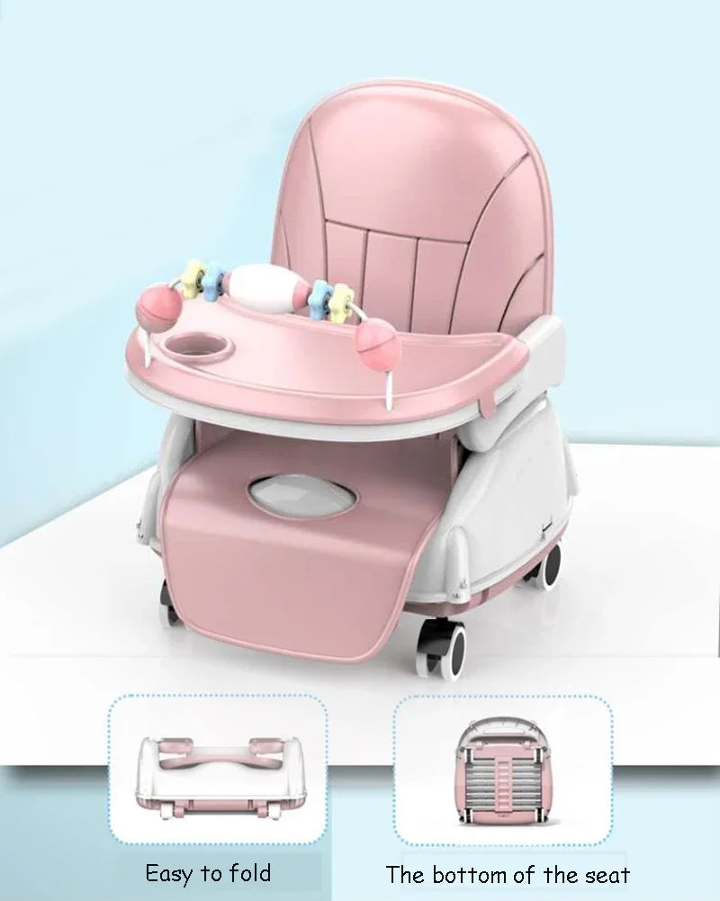 Folding Baby Highchair Kids Chair Dinning High Chair for Children Feeding Baby Table and Chair for Babies Toddler Booster Seat
