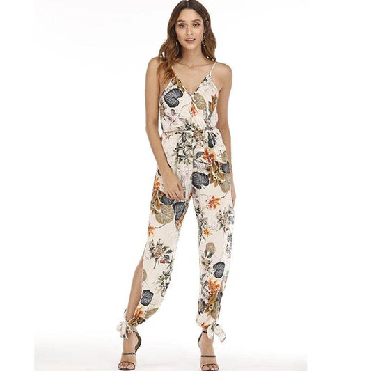 Female Jumpsuit For Women 2025 Summer Floral Print Womens Trousers Bohemian Rompers Jumpsuit Long Pants Overalls Female mujer - AIAZ
