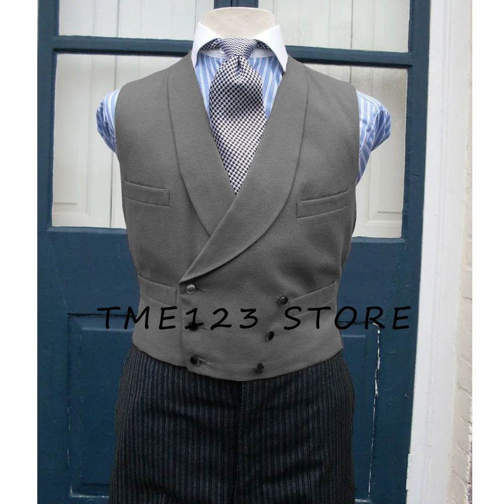 Men's Serge Casual Vest Business Double Breasted Vest Full Men's Suit Male Clothes Formal Suits Vests Clothing - AIAZ