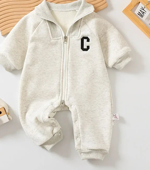 2024 Autumn Winter Baby Rompers Thick Lining Boys Jumpsuits Fur Lining Toddler Clothes Boys Outfit
