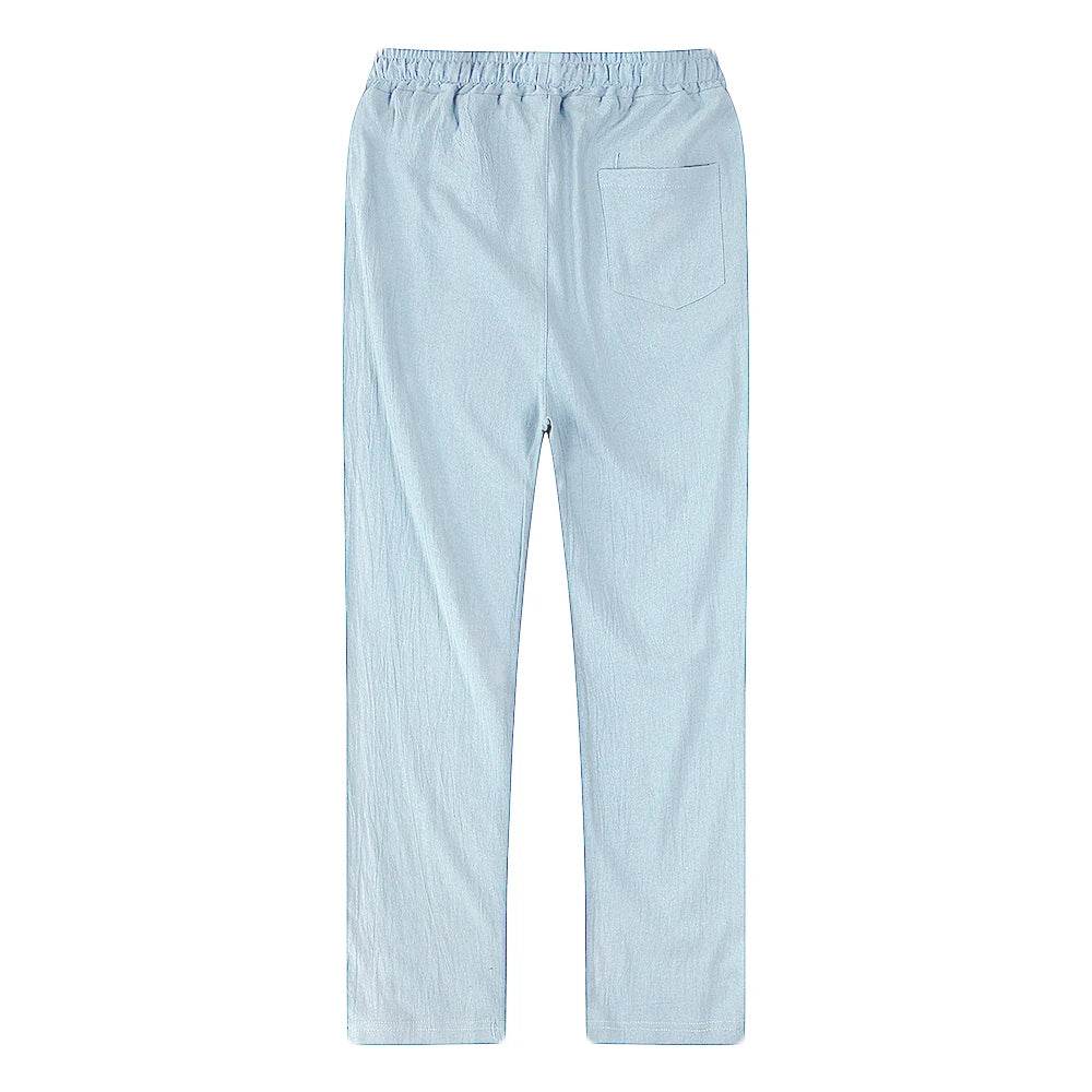 Men's Cotton Linen Pants Male Autumn New Breathable Solid Color Linen Trousers Fitness Streetwear S-3XL - AIAZ