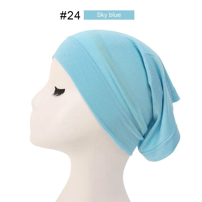 Fashion Muslim Hijab Caps Solid Underscarf Women Veil Modal Cotton Hijab Muslim Scarf Turbans Head Women's Hijabs Hat Islamic - AIAZ