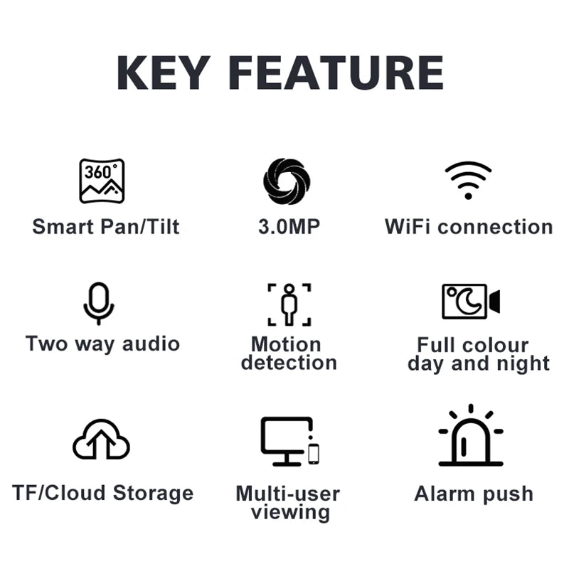 HD 5MP WiFi Camera Home AI Smart Baby Monitor Wireless 2-Way Audio Color Night Vision Home Security Surveillance IP PTZ Camera