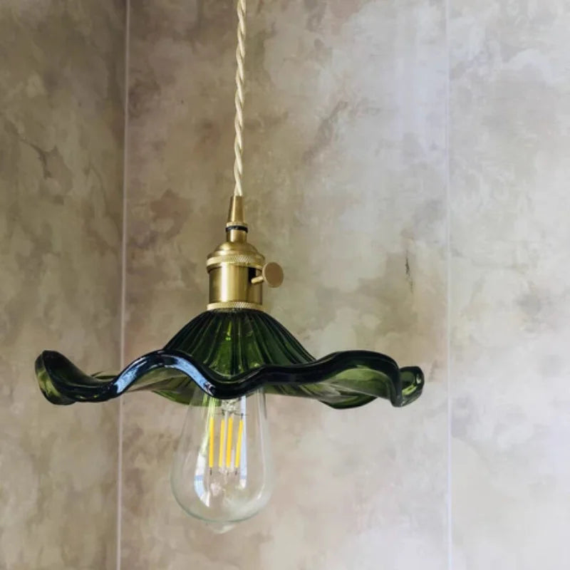 IWHD Nordic Modern LED Pendant Lights Coffee Living Room Balcony Green Glass Copper Knob Switch Hanging Light Fixture Luminaira