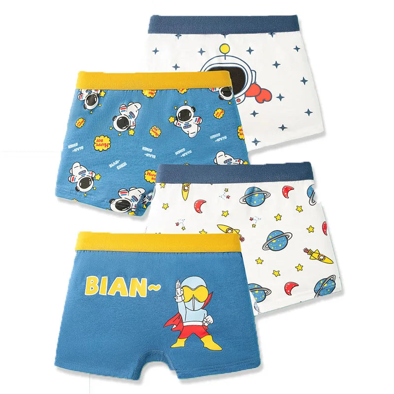 4 Pcs/Lot Children's Underwear Boys Panties Underpants Dinosaurs Helicopters Cars Cotton Breathable Kids Shorts Boy Boxer Briefs