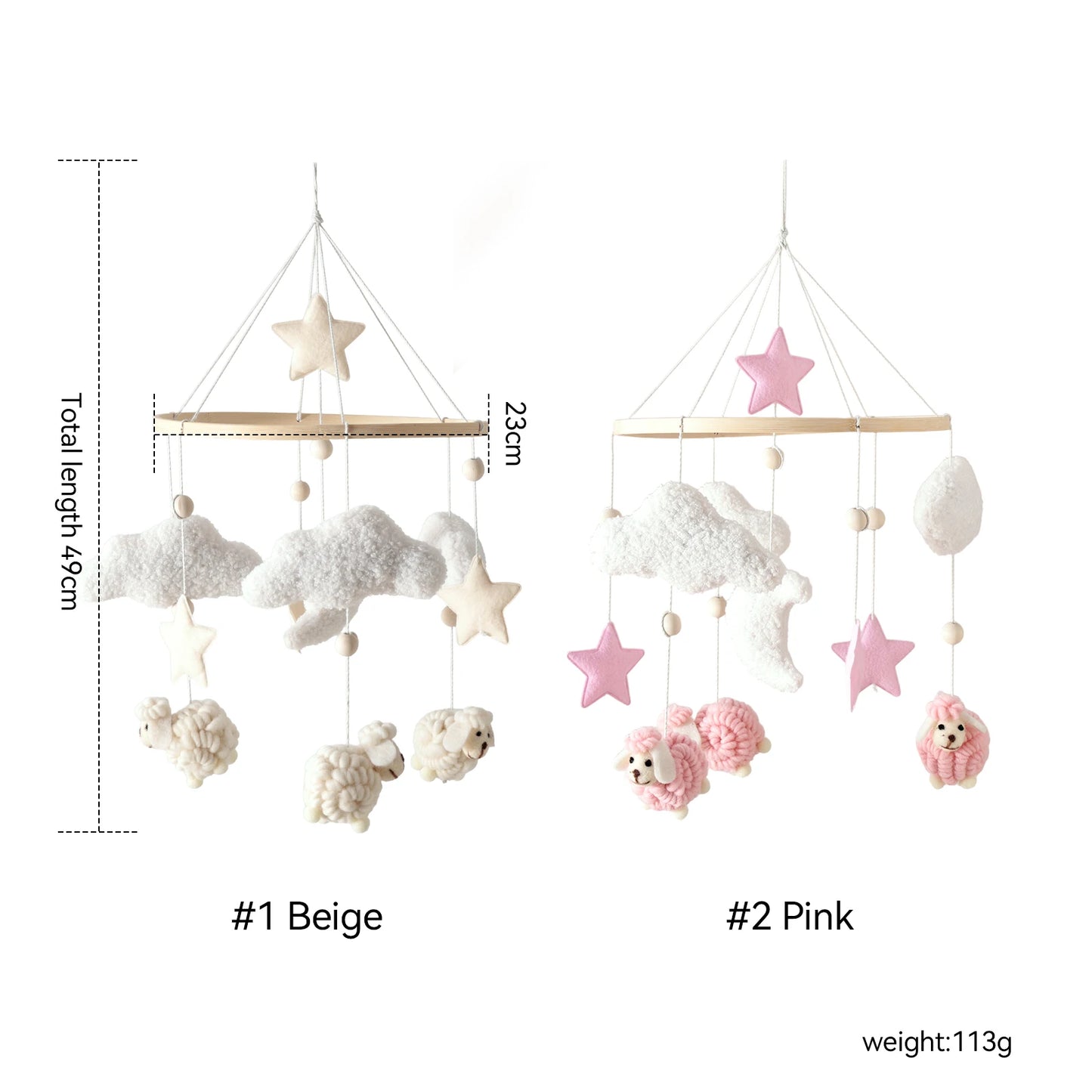 Baby Crib Mobile Wooden Wind Chime Bed Bell, Animal Crib Mobile With Music for Girls and Boys, Mobile for Bassinet Room Decor
