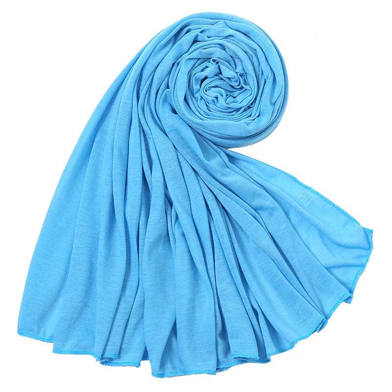 Hot Muslim Fashion Woman Soft Hijabs Scarf Shawl Plain Cotton Jersey Scarves Turban Women Long Shawls Head Wrap Headband Abaya - AIAZ