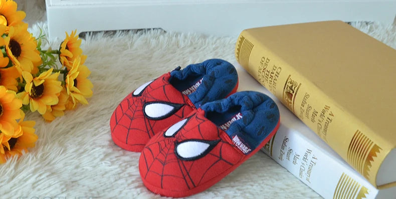 Disney Indoor Home Slippers Parent-child Heel Cotton Anti-skid Floor Children's Shoes Breathable Cartoon Red Slippers Size 26-46