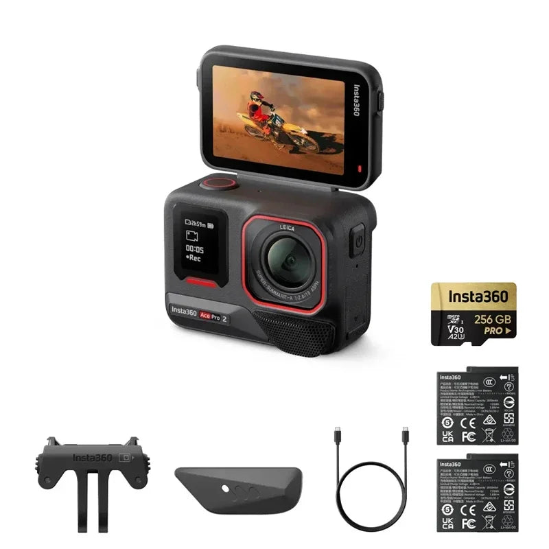 Original Insta360 Ace Pro 2 8K AI Powered Action Cam - Dual Battery Standard Bundle 360 derece aksiyon kamera  4k camera  go pro