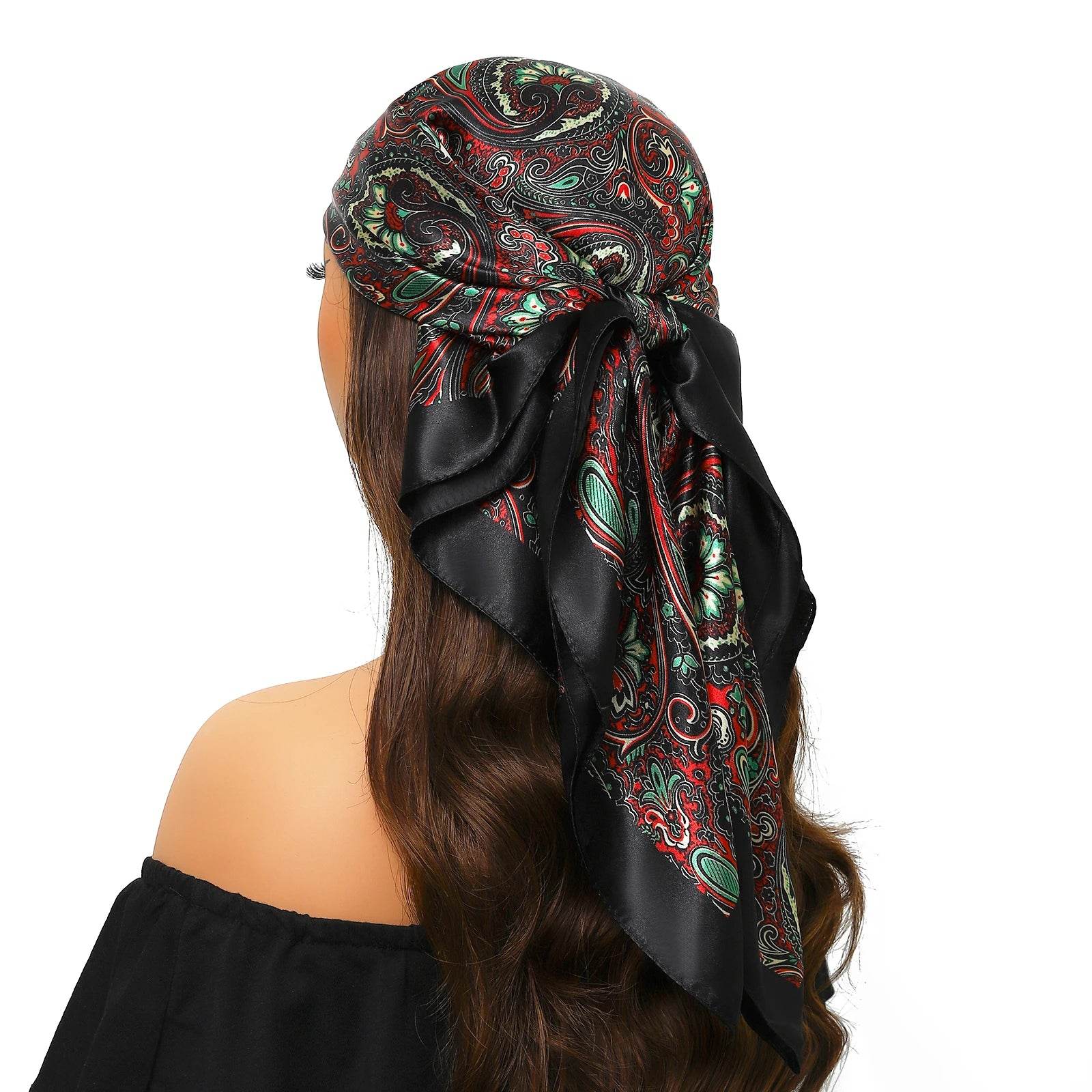 Head Scarf Women Luxury Brand Square 90*90cm Silk Foulard Satin Bandana Cheveux Soft Neckerchief Hijab Hair Scarves For Ladies - AIAZ