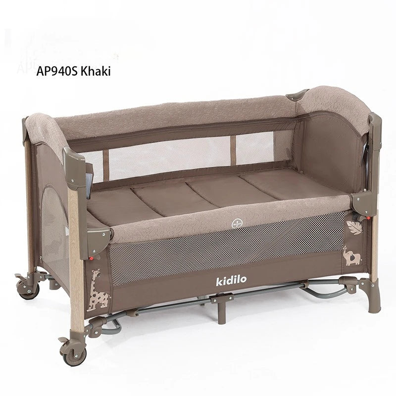 Crib Multifunctional Children's Bed Portable Foldable Newborn Splicing Queen Bed