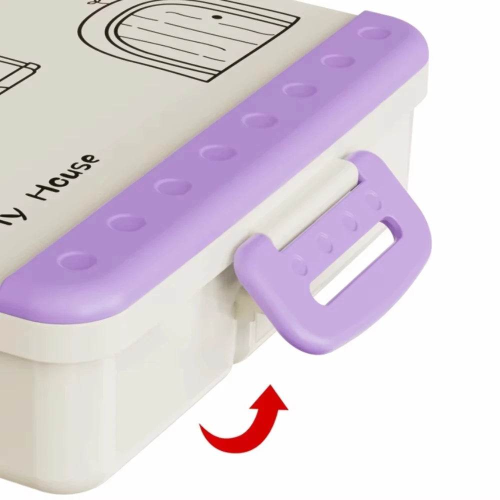 Kids Bento Lunch Box Cute 4 Compartments Food Storage Containers Box Suitable For Microwave Fridge Portable Kids School - AIAZ