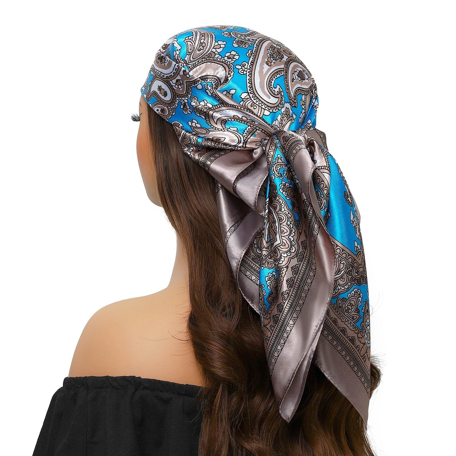 Head Scarf Women Luxury Brand Square 90*90cm Silk Foulard Satin Bandana Cheveux Soft Neckerchief Hijab Hair Scarves For Ladies - AIAZ