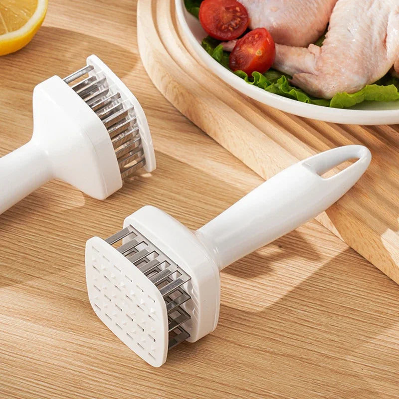 Stainless Steel Needle Point Meat Tenderizer Needle Automatic Rebound Square Bottom Meat Softener 24 Steel Needles Rustproof