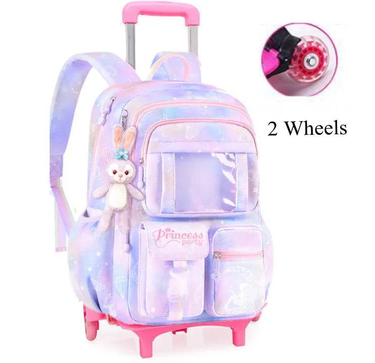 School Rolling backpack Bags school wheeled backpack for girls kids School trolley bag for girls school bag wheels for girls - AIAZ