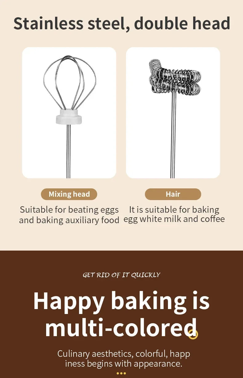 Wireless Type-C Rechargeable 3-speed Mini Handheld Milk Frother Coffee Frother Portable Kitchen Cooking Tools Whisk Foam Blender