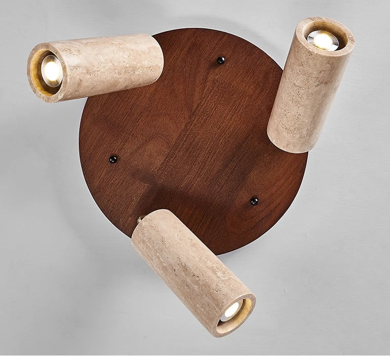 Stone Ceiling Lamp Spot light Angle Adjustable Rectangle Wood Base