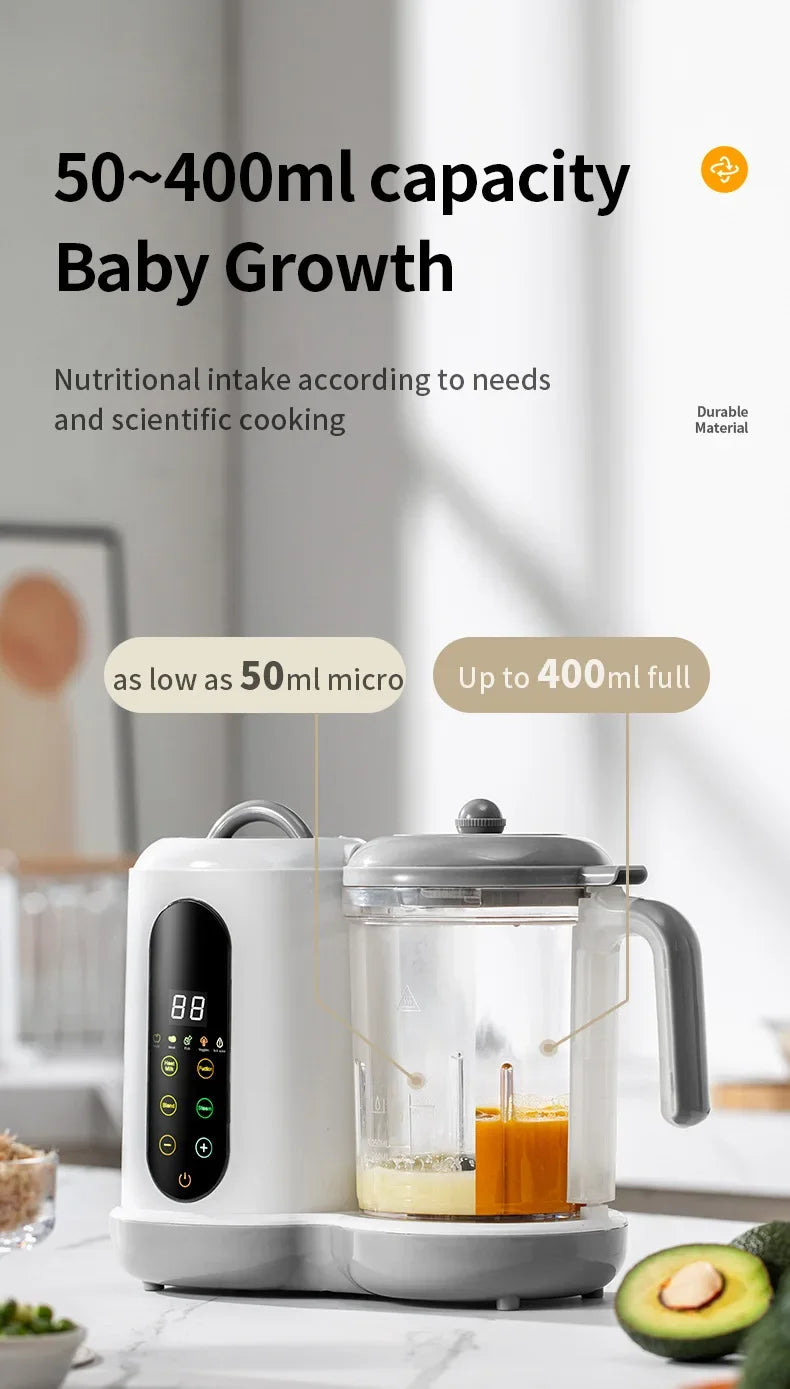 2024 Baby Food Maker One Step Baby Food Processor Steamer Puree Blender Auto Cooking & Grinding Touch Screen Control White