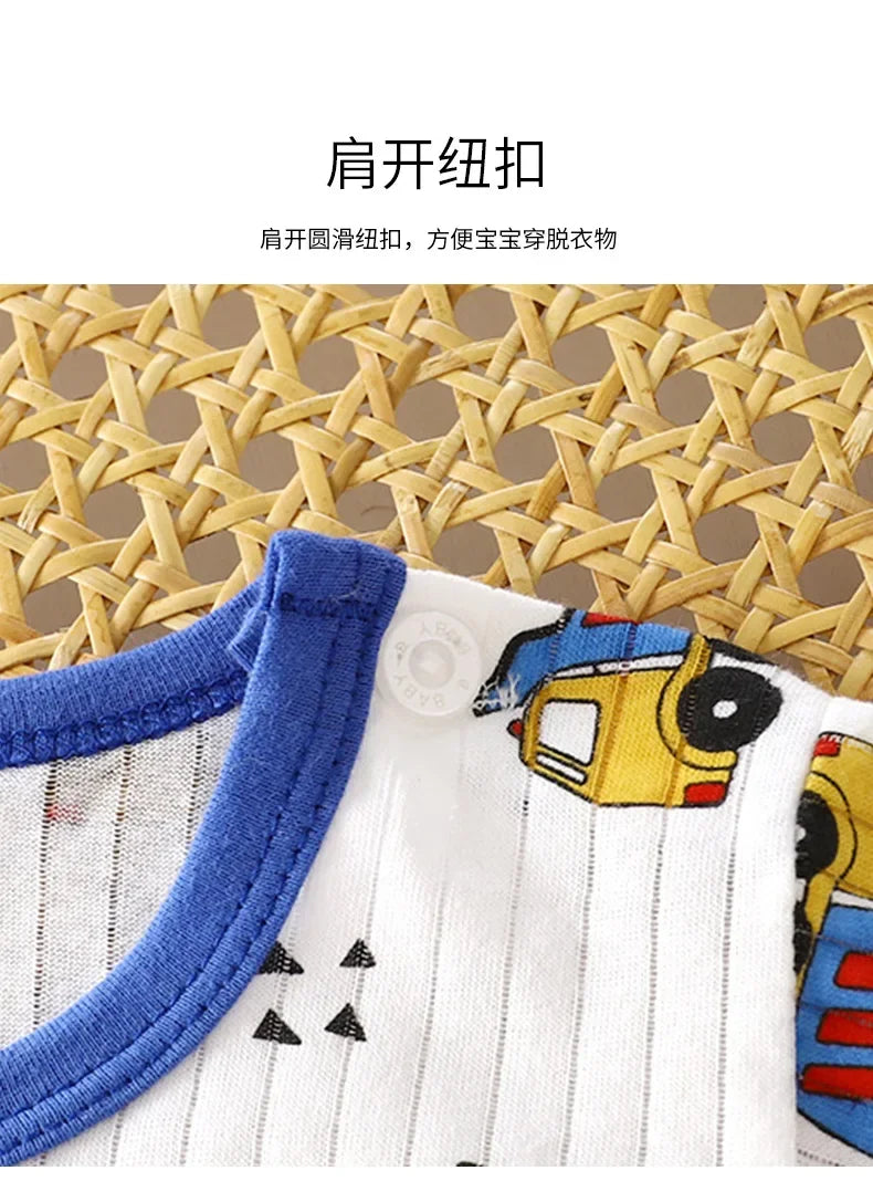 Kids Summer Pure Cotton Clothing Sets Boys Girls Cute Cartoon Short Sleeve T-Shirt Tops with Shorts Toddler Baby Casual Pajamas