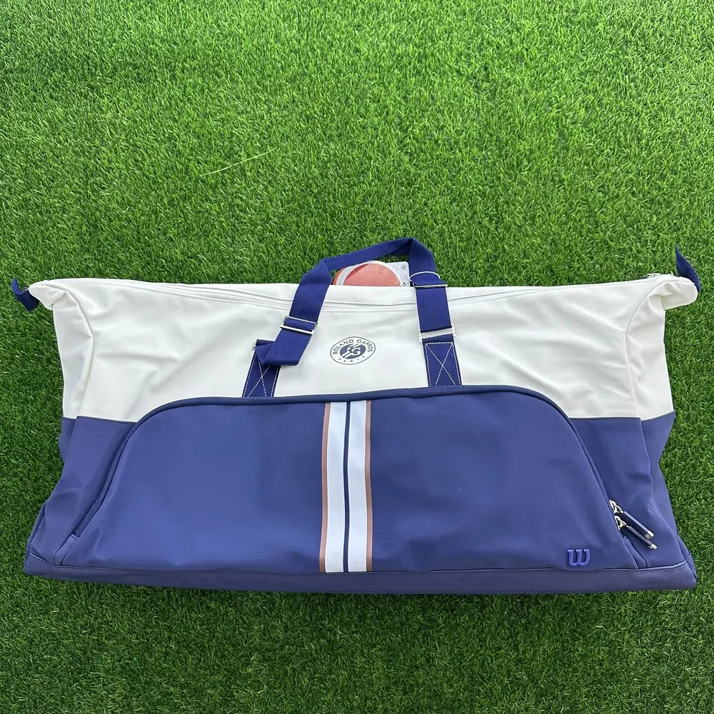 Wilson 2023 Navy 4-6pcs Tennis Racket Bag Super Tour Nylon Large Tennis Bag for 6 Racquets With Two Compartment