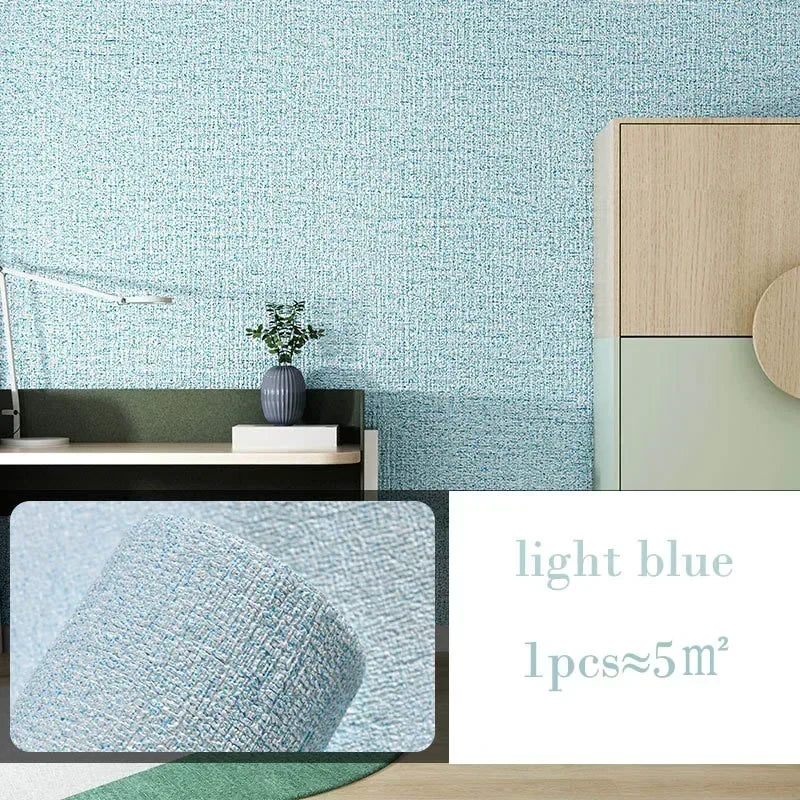 10m 3D Thicken self-adhesive thermal insulation wallpaper linen plain color decor wall stickers renovation anti-collision