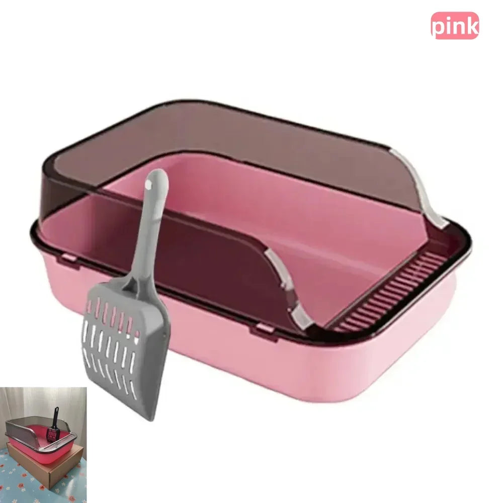 Cat Litter Box Set Large Fence Semi Enclosed Cat Litter Box Thickened Cat Toilet with Cat Litter Scoop Pet Supplies Cat Litter