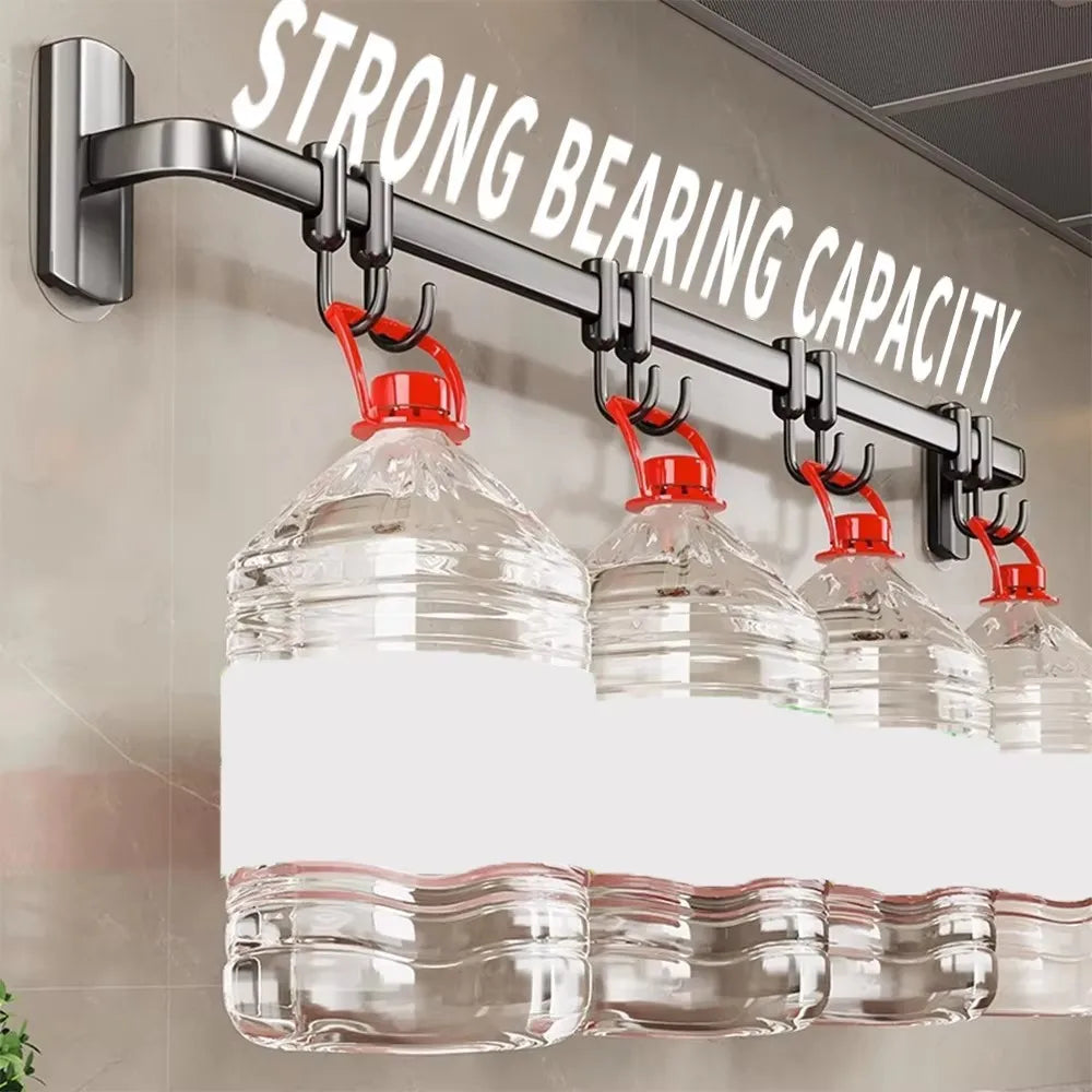 Wall Mounted Hooks Rack Kitchen Organizer Utensils Knife Holder Cutting Board Spoon Lid Storage Bathroom Towel Robe Coat Hangers