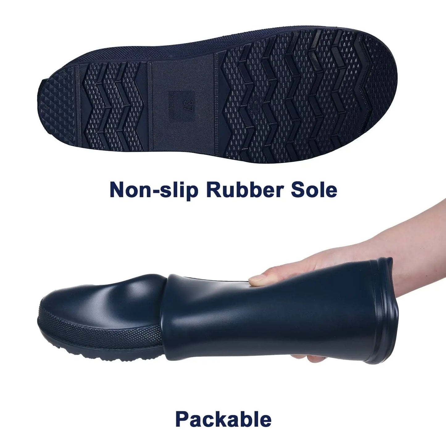 Crestar Women Packable Tall Rain Boots Lady Waterproof Rubber Garden Boots Outdoor Mud Boots New Ultra Lightweight Flat Wellies
