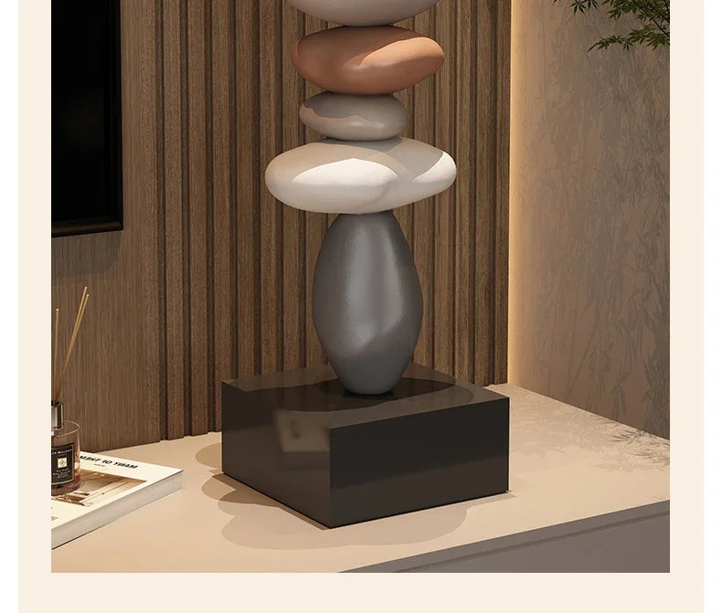 Modern Art Feng Shui Stone Resin Sculpture Wine Cabinet Decor Living Room Desktop Home Decoration Stone Statue Model Figurines