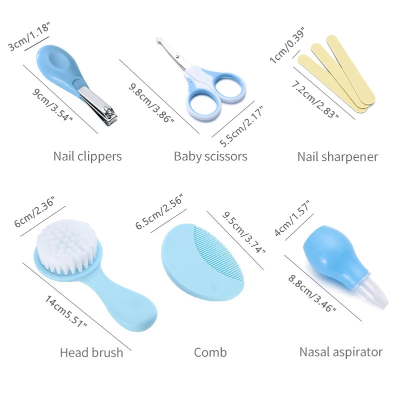 6Pcs/set Baby Care Kit Nasal Aspirator Nail Clipper Sharpener Daily Cleaning Supplies Care Head Brush Comb Scissors Tool Package