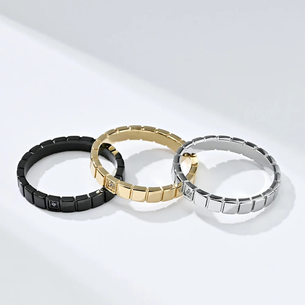 VQYSKO INS Small Square Zircon Set Women's Ring Fashion Temperament Wear Simple Single Tail Jewelry